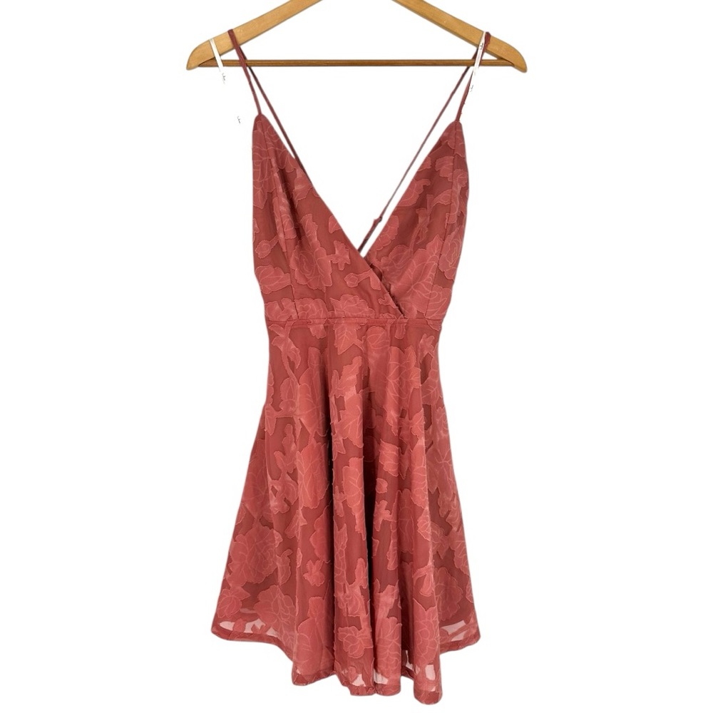 Lulu’s Days of Beauty Rose Pink Burnout Floral Skater Dress size XL Low Back NWT